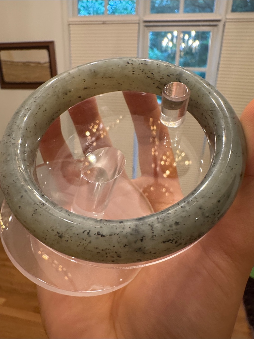 Gray Speckled Nephrite Decorative Bangle